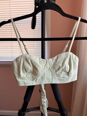 UO Textured Light Green Bustier Crop Top